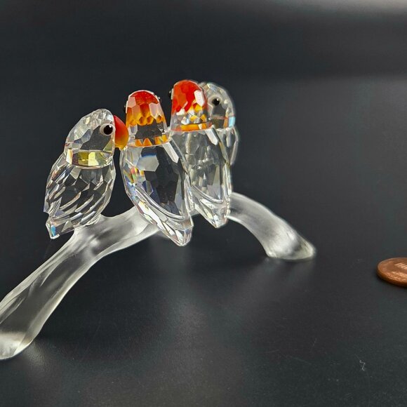 Vintage Swarovski “Feathered Beauties” Baby Lovebirds Figurine — No Box - Picture 2 of 11